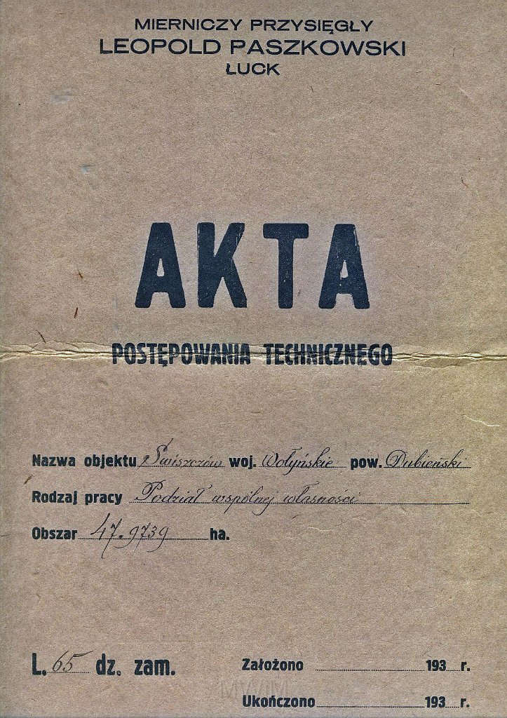 KKE 5968-1.jpg - Dok. Parcelacja, Świszczów, gmina Jarosławicze, powiat Dubno, 1935 r.